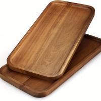 Plato De Madera De Acacia Japonés Rectangular Para Comedor Frutas Aperitivos Taza De Té Oval Tratamiento De Superficie Natural - details 13