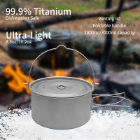 Olla De Titanio Ultraligera De 1.8L/3L Con Tapa Y Mango Plegable Para Camping Y Senderismo Al Aire Libre Picnic - details 6
