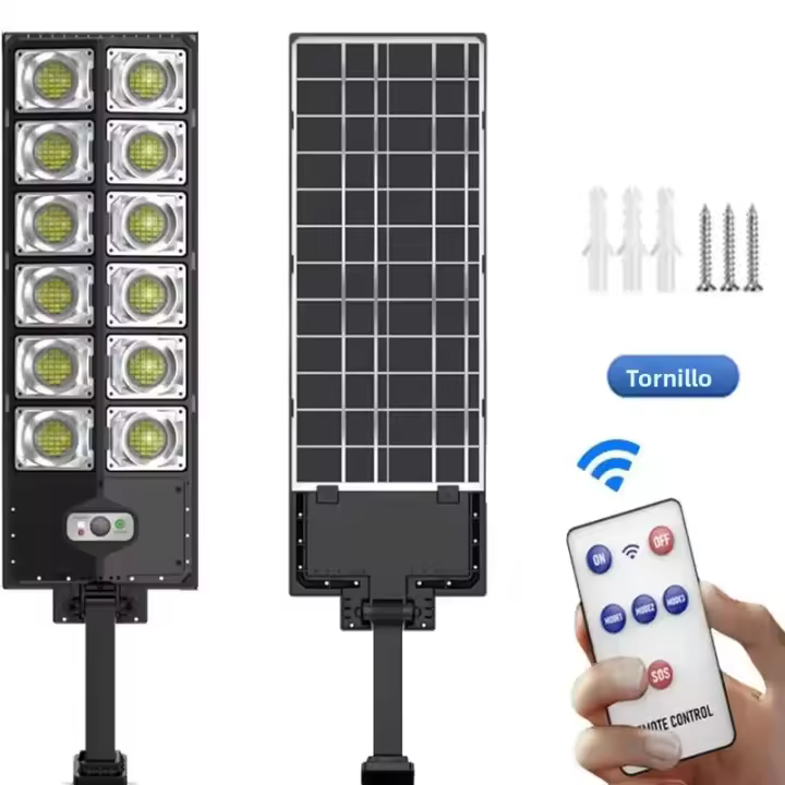 Luz De Calle Solar Integrada Con Control Remoto Iluminación Exterior De Jardín Solar Inducción Moderna IP65 ABS PVC - 1
