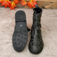 SP Cinturón con cara profunda para Mujer, estilo Korean, Nuevo, de otoño and Invierno, Con Cremallera lateral y Cabeza Redonda, parte inferior Gruesa, informal, de talla Grande - details 12