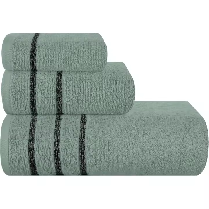 Juego de 3 toallas de Algodón ultrasuave, contiene Una Toalla de Baño de 28x55 pulgadas, Una Toalla de mano de 16x24 pulgadas y un papel de lavado de 12x12 pulgadas, ideal para uso diario, - 1
