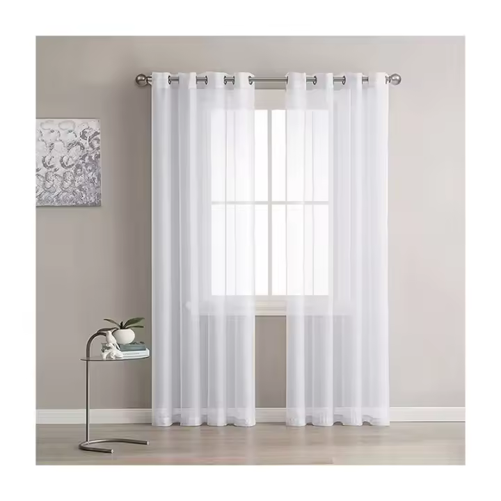 Juego de 2 cortinas de gasa blanca, paneles de gasa para ventana con ojales macizos para decoración de salón, dormitorio, 134 cm x 240 cm, girasol - 1
