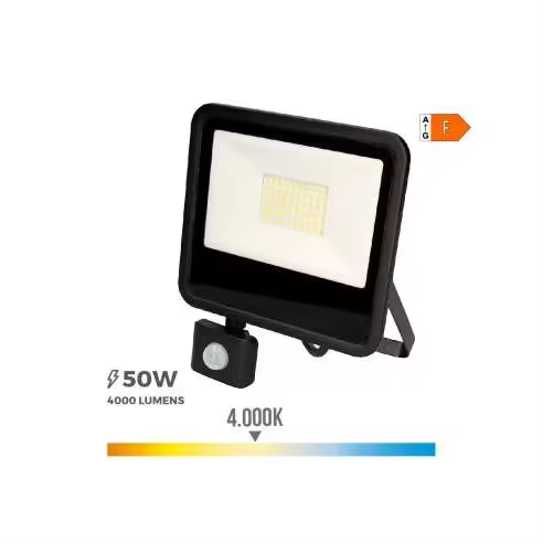 EDM FOCO PROYECTOR LED 50W 4000LM 4000K LUZ DÍA CON SENSOR - EDM - 70358  Iluminación Exterior Proyectores Led - 1