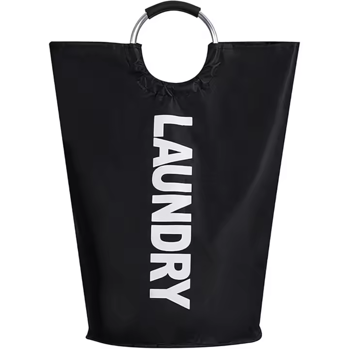 Cesta plegable para la ropa sucia de 90 L, capacidad con ASA, Bolsa de ropa de Tela Oxford, contenedor para botellas de Depósito, cesta de almacenamiento, color Negro - 1