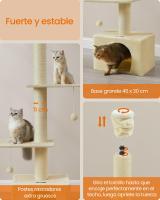 Árbol para Gatos, Torre de Suelo a Techo, Altura Ajustable 231-291 cm, Alto y Multinivel, Diámetro 11 cm, Gruesos Postes, Cueva, Hamaca, Plataforma - details 3