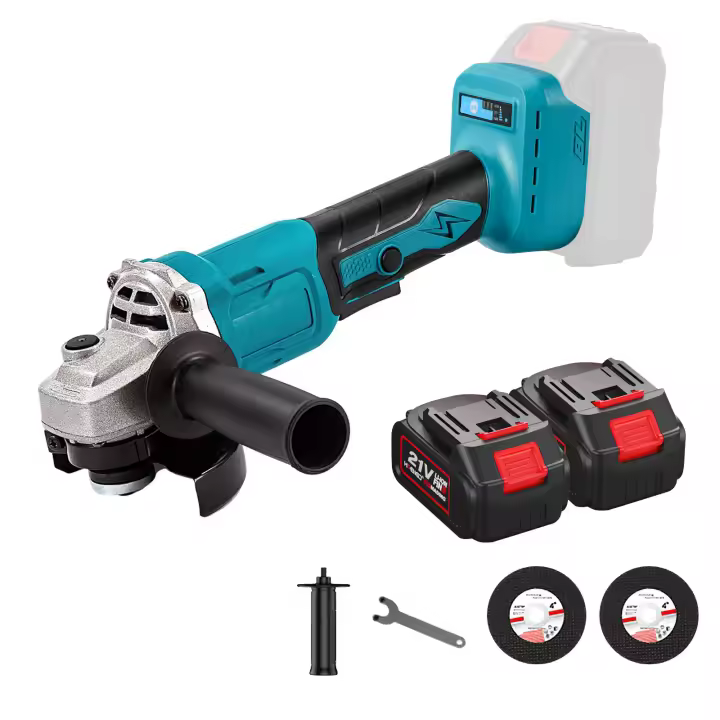 Amoladora angular a batería 125 mm, amoladora angular 21 V con 2 baterías y cargador, 13000 RPM motor sin escobillas, discos de corte de 125 mm, Con 2 de Corte, 3 velocidades, Amoladora Pequeña Eléctrica para Cortar, Pulir y Lijar - 1