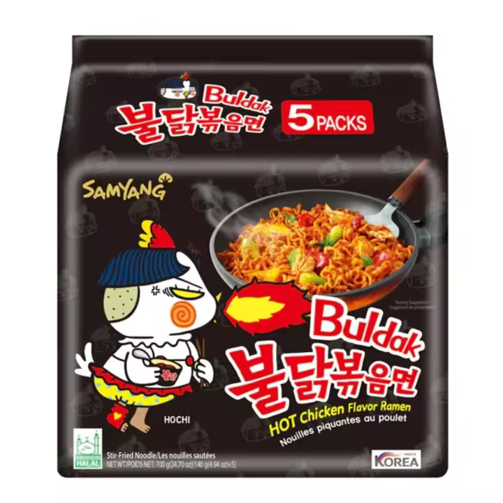 Ramen Buldak Hot Chicken Original，Samyang ，pack de 5 paquetes(5*140g ),Ramen Coreano Muy Picante. - 1