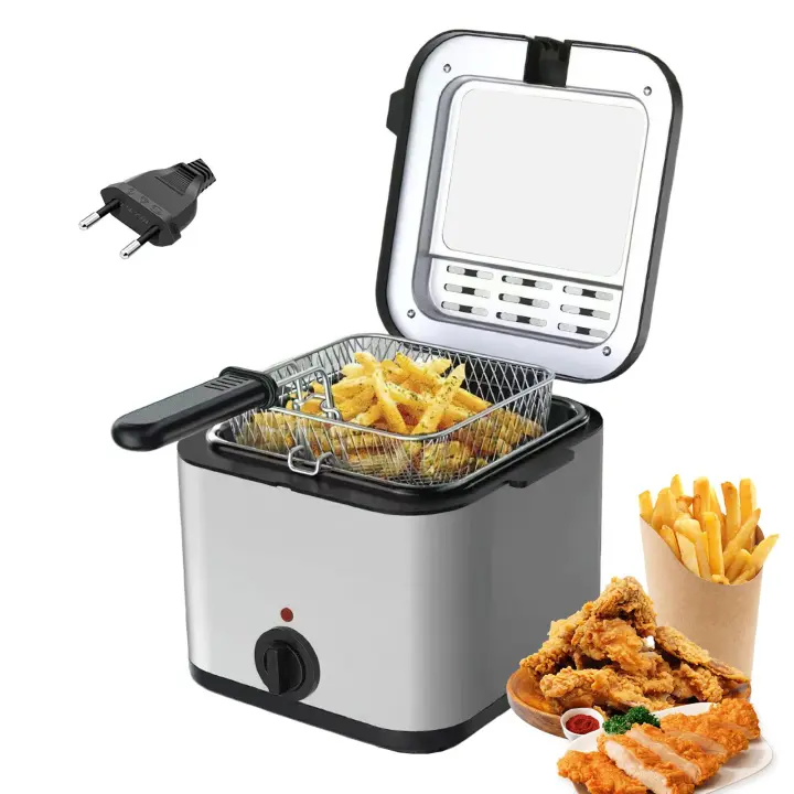 1000W Electric Deep Fryer 2.5L French Frie Machine Oven Oil Hot Pot Fried Chicken Grill Adjustable Thermostat Kitchen Cooking - 1