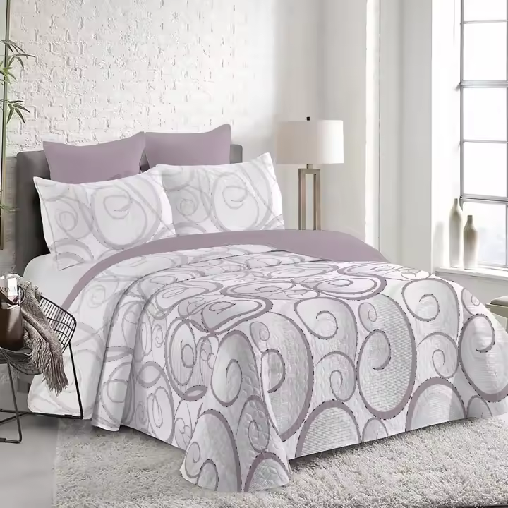 Colcha Bouti Estampada  para Verano y Entretiempo 100% Poliéster. Incluye Funda de Cojín 50 x70cm, Cubre Cama Fina, Ligera y Suave. Primavera Verano - 1