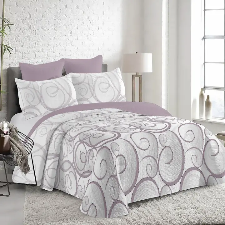 Colcha Bouti Estampada  para Verano y Entretiempo 100% Poliéster. Incluye Funda de Cojín 50 x70cm, Cubre Cama Fina, Ligera y Suave. Primavera Verano - 1