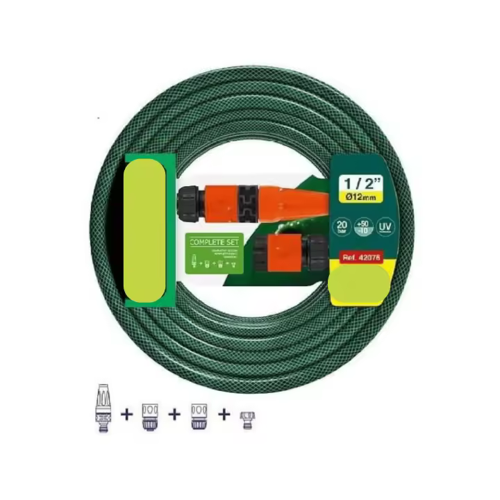 MIRAMAX-Manguera de Agua de Jardín 1/2" Pulgadas(12mm) 10m/15m/20m - Set Manguera con Conexión y Boquillas para Riego Reforzada 3 Capas -Presión de rotura de 20 bar - 1