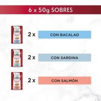 GOURMET - Mon Petit (48x50 gr) - Selección de Pescados (Bacalao, Sardina y Salmón) (8 Cajas de 6x50 gr) - details 0