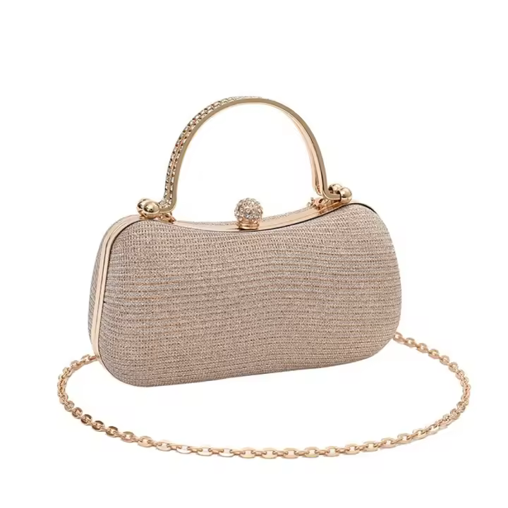 Bolso De Noche Para Mujer Elegante Con Diamantes Y Cadena De Hombro En Forma De Huevo Bolso De Mano Con Cierre Hasp Para Bodas Y Fiestas - 1