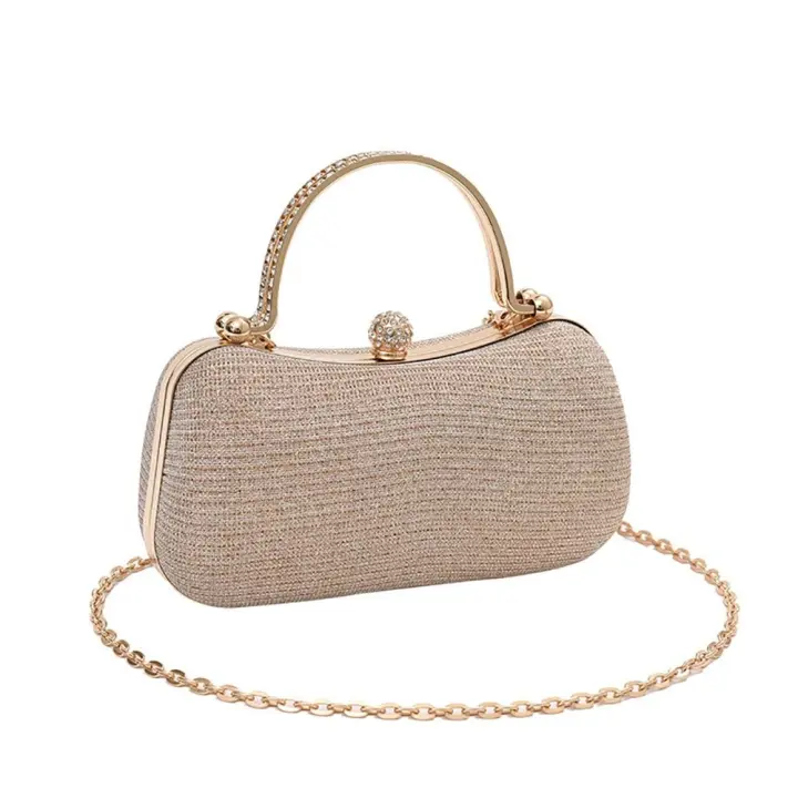 Bolso De Noche Para Mujer Elegante Con Diamantes Y Cadena De Hombro En Forma De Huevo Bolso De Mano Con Cierre Hasp Para Bodas Y Fiestas - 1