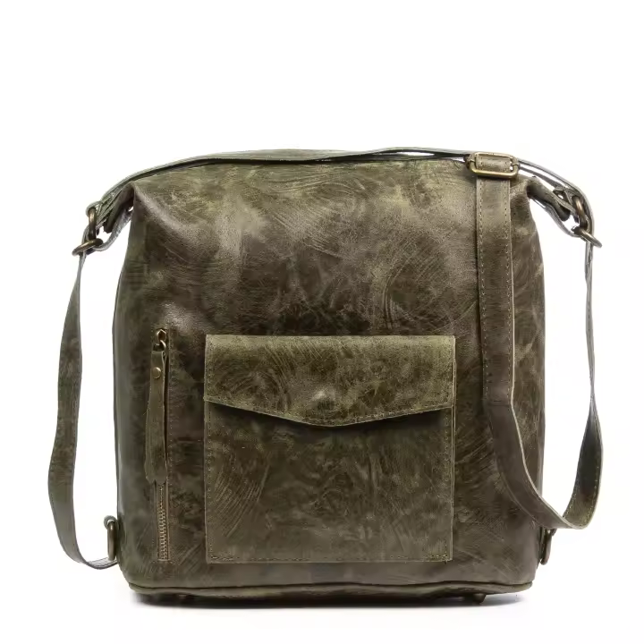 Firenze Artegiani. Irene Bolso mochila Mujer.Piel auténtica Gamuza Lavado a la Piedra . Made in Italy. Vera Pelle Italiana. - 1