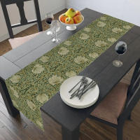 Corredor De Mesa Vintage Con Estampado De Flores William Morris 100% Lino Para Comedor Familiar Fiesta De Vacaciones Estilo Rústico - details 0