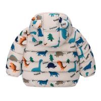 Chaqueta De Poliéster Para Niños Con Capucha Y Cierre De Cremallera Outerwear Ligera Para Otoño Con Estampado De Dinosaurio Cartoon - details 4