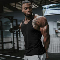 Camiseta Sin Mangas De Verano Para Hombre Algodón Fitness Running Racer Vestido Deportivo Stringer Tank Top Para Gimnasio - details 1