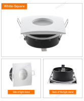 Nueva Diseño IP65 Impermeable Foco LED Recubierto GU10/MR16 Encaje Redondo Cuadrado Bombilla De Luz Térmica Enclavamiento Aluminio Blanco - details 10