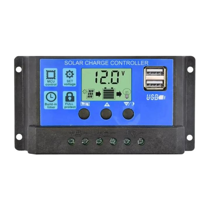 Controlador De Carga Solar 12V24V 30A/20A/10A Con Pantalla LCD Doble USB 5V Salida Regulador De Panel Fotovoltaico PV Descargador De Carga