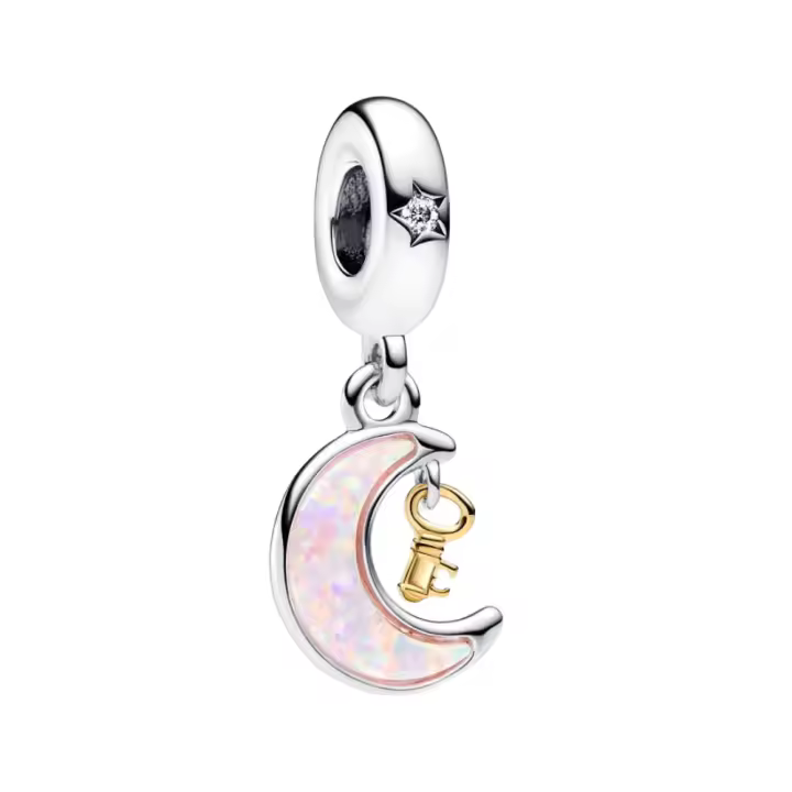 Charm PANDORA  Colgante Luna y Llave en Dos Tonos - Charm Universo (Sin Caja Pandora) - 1