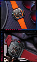 Reloj De Cuarzo MINI FOCUS Para Hombres Con Dial Tonneau Deportivo Y Correa De Silicona Naranja Cronógrafo Resistente Al Agua Con Manos Luminosas Fecha Automática - details 19