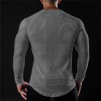 Camiseta De Manga Larga De Algodón Para Hombre Moda Otoño Camiseta Deportiva Casual Para Gimnasio Y Bodybuilding Tops Masculinos - details 17
