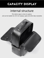 Mochila Para Hombre De Cuero Genuino Grande Capacidad Con Bolsillo Para Portátil De 15.6 Pulgadas Diseño Moda Múltiples Bolsillos Bolsa Escolar - details 7