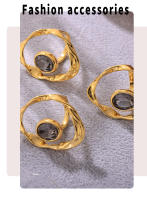 Anillos abiertos grandes de acero inoxidable para mujer, Material de cobre con diamantes de imitación, anillos redondos para dedo, joyería resistente al agua, colgante de plata dorada, anillo giratorio geométrico para dedo, anillo Simple para mujer - details 6