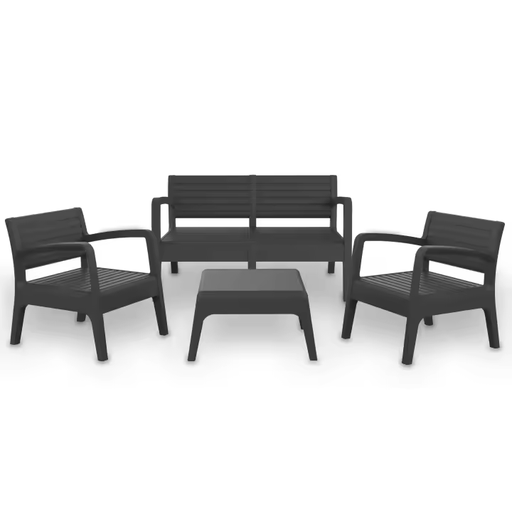 SP Berner Set VALENCIA Muebles de Jardín Exterior 4 Plazas | Fabricado en España con Materiales Reciclados - Grafito - 1