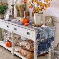 Mantel De Tela Poliéster 100% Para Otoño Con Diseño De Calabaza Y Colores De La Rendija Ideal Para Decoración De Fiestas En Casa Y Cocina Rústica - details 0