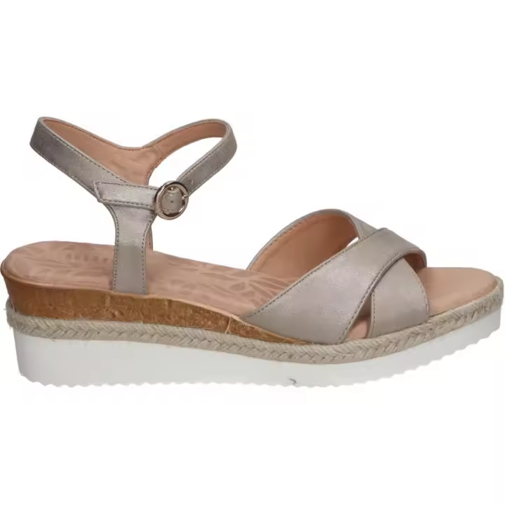 MTNG | Sandalias Mustang para Mujer – Sandalias color Dorado para Mujer moda Juvenil – Sandalias con cierre de hebilla – Estilo Casual – Cuña altura media -- Alta Calidad y Comodidad - Modelo 59715 - 1