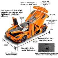 Coche De Juguetes Miniatura 1:24 Con Puertas Abiertas Y Función Retroceso Para Niños Coche Deportivo De Aleación Durable Regalo Ideal Para Niños Mayores De 3 Años - details 3