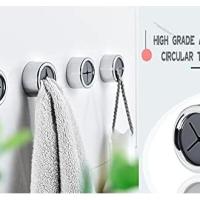 Soporte de toalla redondo adhesivo de 4 piezas, ganchos de toalla adhesivos redondos de montaje en pared, soporte de toalla de té para baño, cocina y hogar - details 2