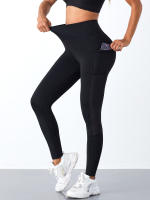 Pantalones De Yoga Para Mujer Con Bolsillos Y Cintura Alta Estirable Levanta Glúteos Leggings De Malla Slim Para Gimnasio Y Ejercicio - details 1
