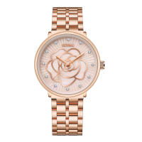 Reloj De Cuarzo Para Mujer Estilo Casual Y Moda Con Correa De Acero Y Flor Dorada Inlazada Con Diamantes Reloj De Pulsera De Lujo - details 7