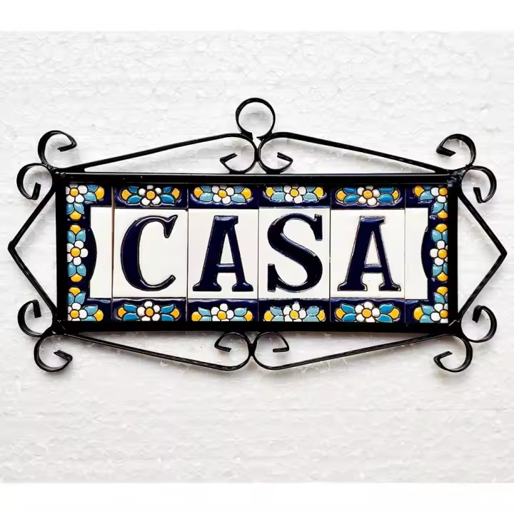 Letras y números de cerámica 7.5cm. (3") para la pared - Letras y números esmaltados - Modelo "AZUL-ARTE" - Ceramic tile letters/numbers - - 1