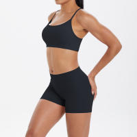 Conjunto De Yoga Para Mujer Con Top Deportivo Y Shorts Cortos Conjunto De Entrenamiento Con Bolsillos Transpirable Y Eco-amigable - details 5