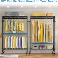 Perchero Metálico con Ruedas y 3 Niveles – 90 x 43,5 x 180 cm | Soporta hasta 100 kg | Estructura de Acero de 22 mm | Con Ganchos Laterales para Accesorios (NEGRO) - details 4