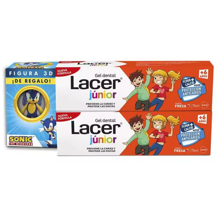 Lacer Junior Gel Dental Fresa Duplo + Figura Sonic 75Ml - 1