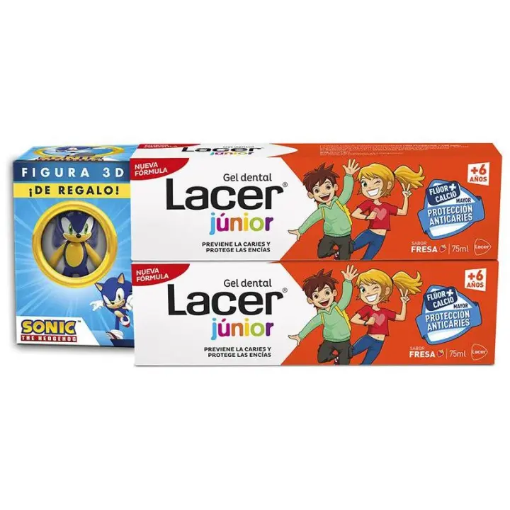Lacer Junior Gel Dental Fresa Duplo + Figura Sonic 75Ml - 1