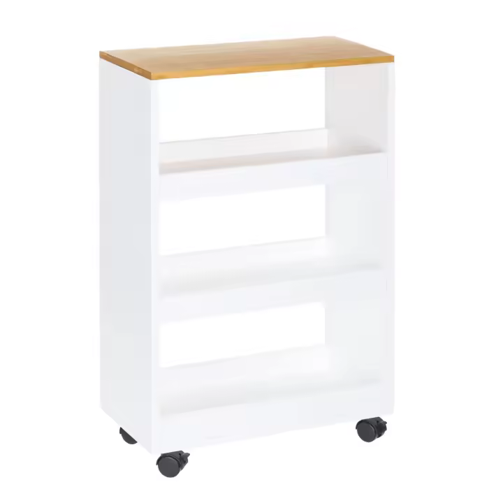 Carro estantería con ruedas de madera blanco y natural de 48x24x77 cm Lola Home - 1