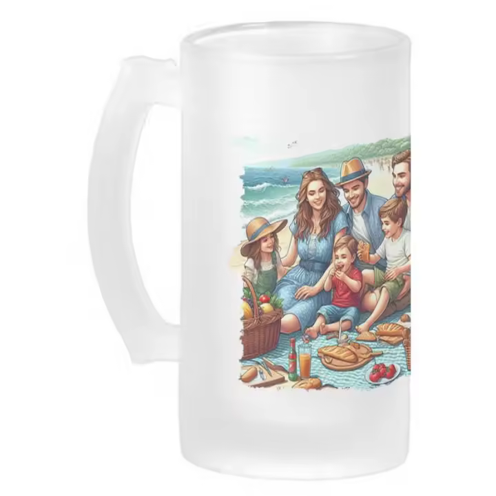 MERCHANDMANIA JARRA CERVEZA CRISTAL familia playa niños comida vacaciones verano esmerilada esmerilado 500ml - 1