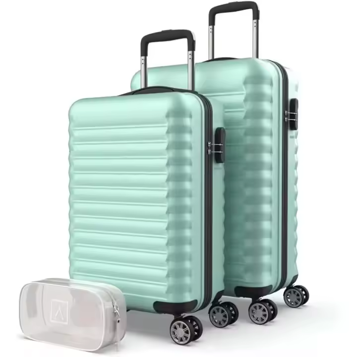 Juego de Maletas Rígidas 3pzs. Maleta Cabina 53cm, Maleta Mediana 63cm y Neceser. Set de Maletas de Viaje ABS Eco Friendly, 4 Ruedas Dobles, Resistentes, Ligeras y Seguras (Verde) - 1