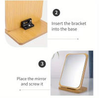Espejo De Maquillaje Portátil De Madera Simple Para Escritorio Pequeño Y Fácil De Plegar Para Estudiantes Y Dormitorios - details 10