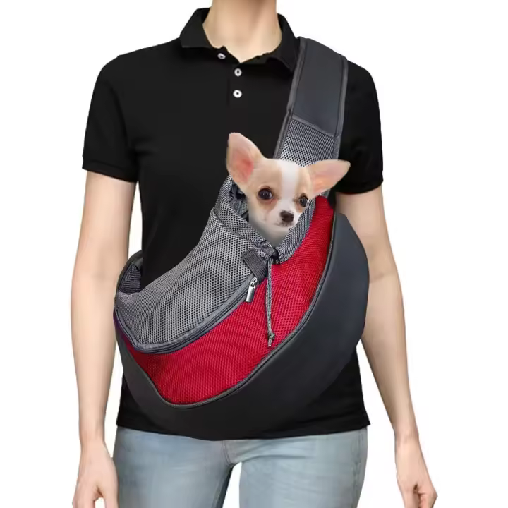 Bolsa para mascotas, bolsa de transporte ajustable para perros y mascotas, bolsa de mensajero de malla transpirable para perros y gatos, bolsa de transporte para mascotas adecuada para: metro, viajes a pie, senderismo (S) - 1