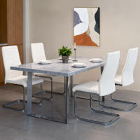HOMCOM Juego de 4 Sillas de Comedor, Sillas de Cocina con Asiento y Respaldo Acolchado, Tapizado en Terciopelo, Patas de Acero, para Oficina, Conferencia, Sala de Estar, Crema - details 5
