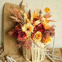 Bouquet De Flores Artificiales Otoño Rosa De Seda Hojas De Maple Dandelion Para Decoración De Hogar Bodas Halloween Y Otoño - details 6