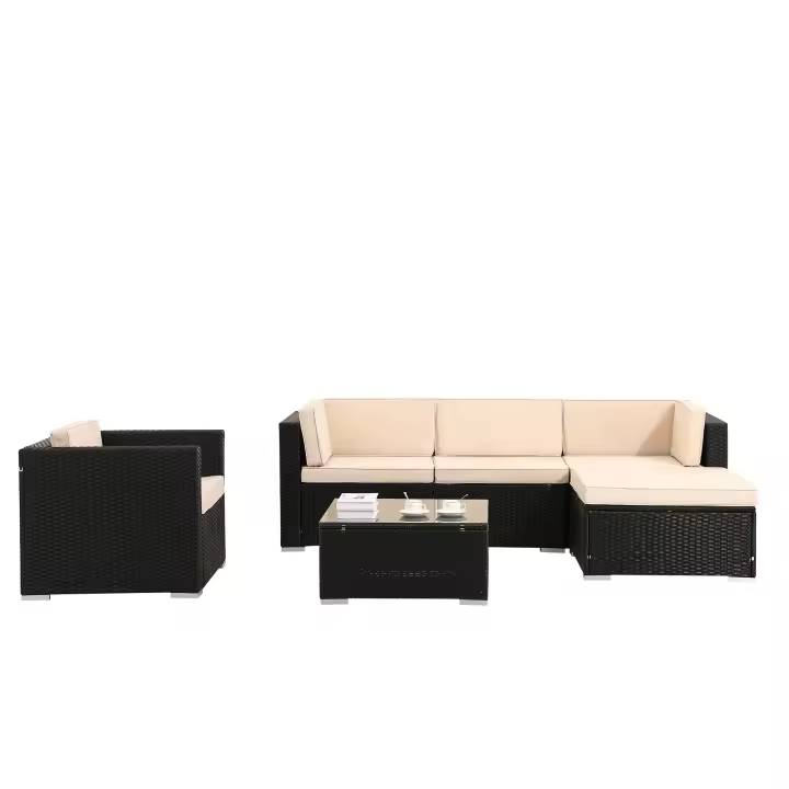AREBOS Muebles de Jardín Polirratán Lounge | Resistente UV | Negro | Lounge Nizza - 1