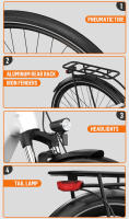 Bicicleta Eléctrica 36V 10,4ah catería extraible 25 km/h Freno hidráulico Onesport ot07 250W bicicleta urbana Eléctrica central 27,5 pulgadas - details 9